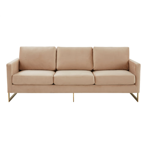 Lincoln 3-Seater Sofa Upholstered in Velvet/Leather with Black/Silver/Gold Steel Base
