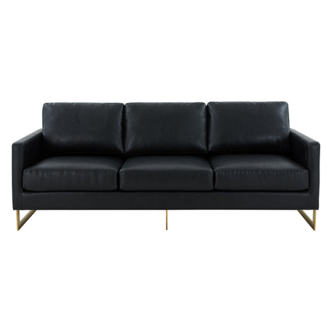 Lincoln 3-Seater Sofa Upholstered in Velvet/Leather with Black/Silver/Gold Steel Base