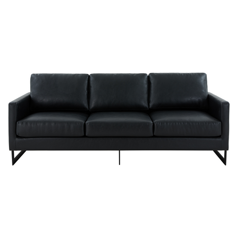 Lincoln 3-Seater Sofa Upholstered in Velvet/Leather with Black/Silver/Gold Steel Base