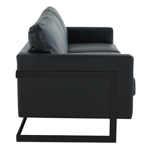 Lincoln 3-Seater Sofa Upholstered in Velvet/Leather with Black/Silver/Gold Steel Base