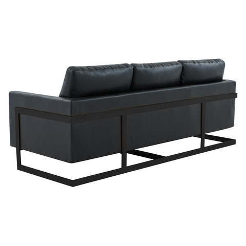 Lincoln 3-Seater Sofa Upholstered in Velvet/Leather with Black/Silver/Gold Steel Base