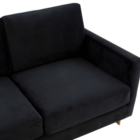 Lincoln 3-Seater Sofa Upholstered in Velvet/Leather with Black/Silver/Gold Steel Base