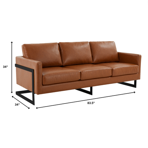 Lincoln 3-Seater Sofa Upholstered in Velvet/Leather with Black/Silver/Gold Steel Base