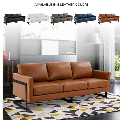 Lincoln 3-Seater Sofa Upholstered in Velvet/Leather with Black/Silver/Gold Steel Base