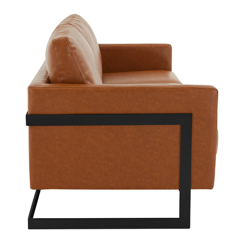 Lincoln 3-Seater Sofa Upholstered in Velvet/Leather with Black/Silver/Gold Steel Base