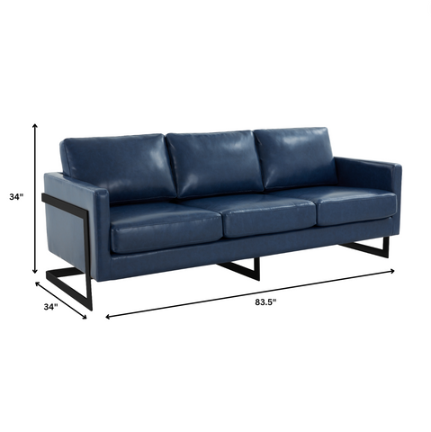 Lincoln 3-Seater Sofa Upholstered in Velvet/Leather with Black/Silver/Gold Steel Base