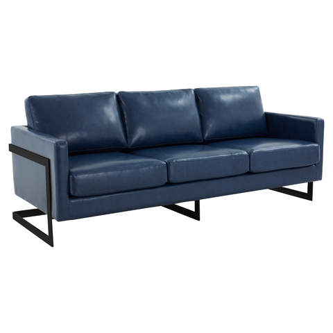 Lincoln 3-Seater Sofa Upholstered in Velvet/Leather with Black/Silver/Gold Steel Base