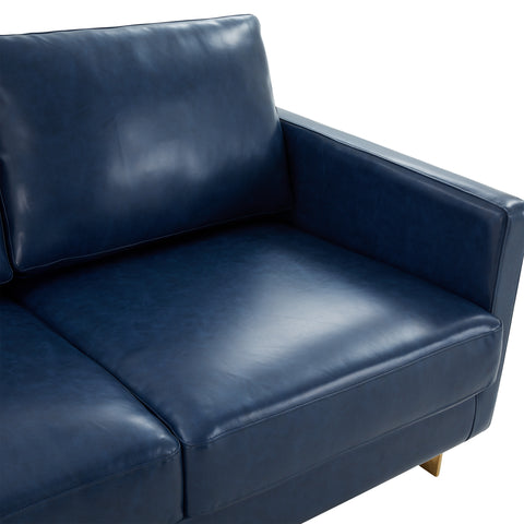 Lincoln 3-Seater Sofa Upholstered in Velvet/Leather with Black/Silver/Gold Steel Base
