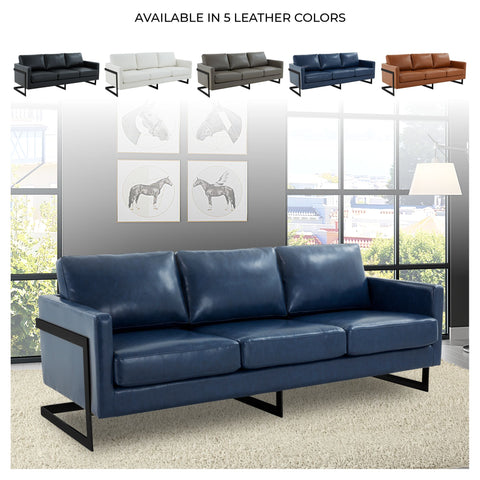 Lincoln 3-Seater Sofa Upholstered in Velvet/Leather with Black/Silver/Gold Steel Base
