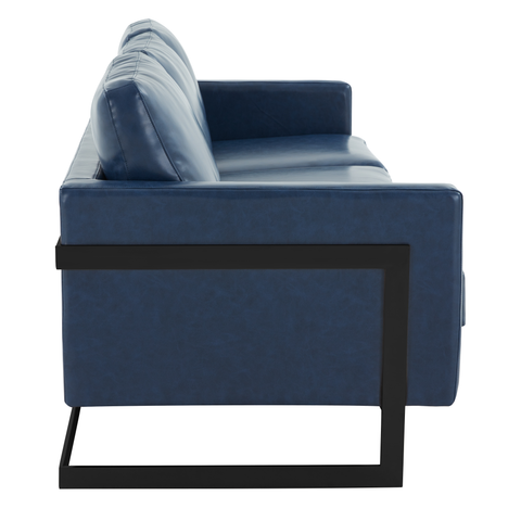 Lincoln 3-Seater Sofa Upholstered in Velvet/Leather with Black/Silver/Gold Steel Base