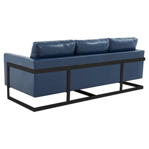 Lincoln 3-Seater Sofa Upholstered in Velvet/Leather with Black/Silver/Gold Steel Base