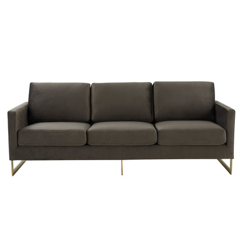 Lincoln 3-Seater Sofa Upholstered in Velvet/Leather with Black/Silver/Gold Steel Base