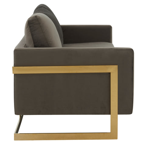 Lincoln 3-Seater Sofa Upholstered in Velvet/Leather with Black/Silver/Gold Steel Base