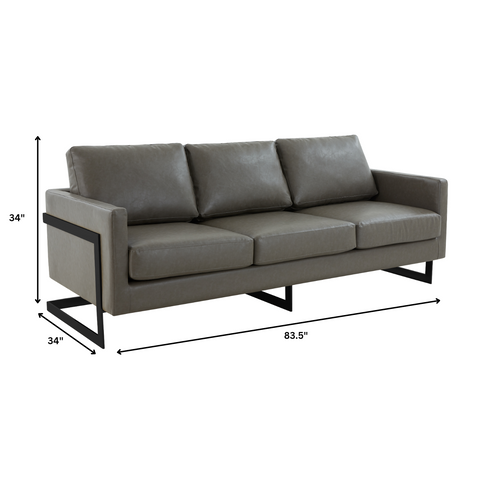 Lincoln 3-Seater Sofa Upholstered in Velvet/Leather with Black/Silver/Gold Steel Base