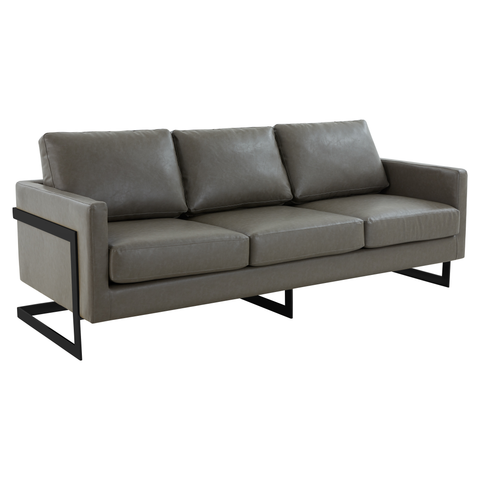Lincoln 3-Seater Sofa Upholstered in Velvet/Leather with Black/Silver/Gold Steel Base