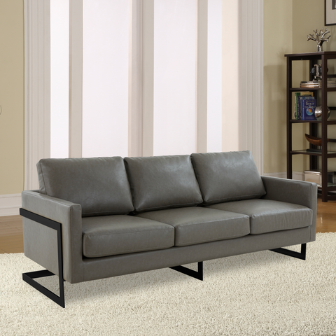 Lincoln 3-Seater Sofa Upholstered in Velvet/Leather with Black/Silver/Gold Steel Base