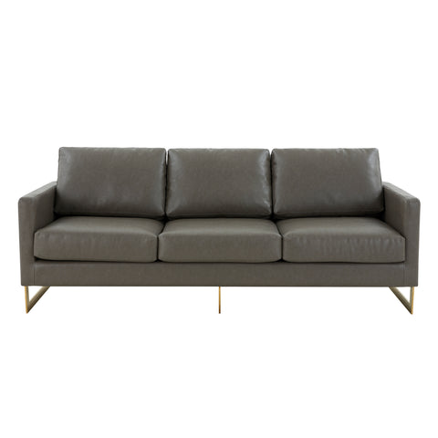 Lincoln 3-Seater Sofa Upholstered in Velvet/Leather with Black/Silver/Gold Steel Base