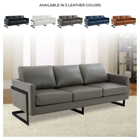 Lincoln 3-Seater Sofa Upholstered in Velvet/Leather with Black/Silver/Gold Steel Base