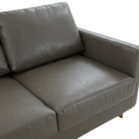 Lincoln 3-Seater Sofa Upholstered in Velvet/Leather with Black/Silver/Gold Steel Base