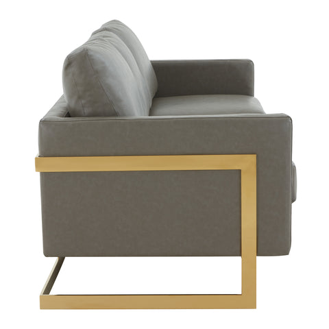 Lincoln 3-Seater Sofa Upholstered in Velvet/Leather with Black/Silver/Gold Steel Base