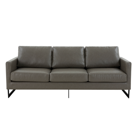 Lincoln 3-Seater Sofa Upholstered in Velvet/Leather with Black/Silver/Gold Steel Base