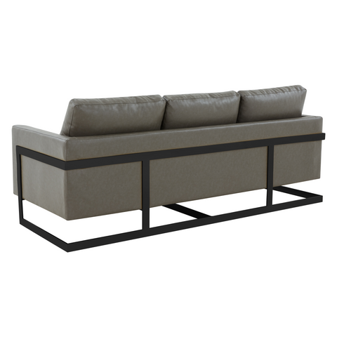 Lincoln 3-Seater Sofa Upholstered in Velvet/Leather with Black/Silver/Gold Steel Base