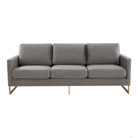 Lincoln 3-Seater Sofa Upholstered in Velvet/Leather with Black/Silver/Gold Steel Base