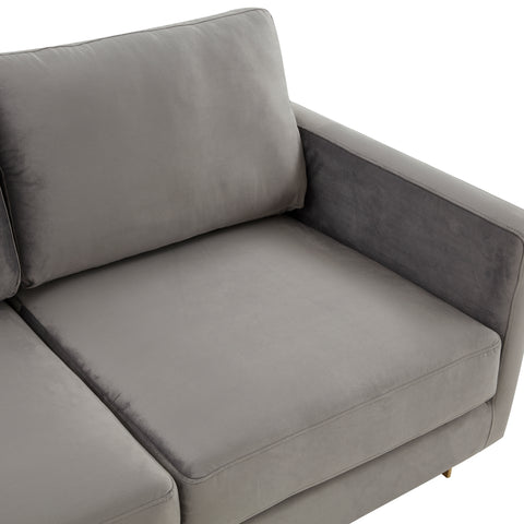 Lincoln 3-Seater Sofa Upholstered in Velvet/Leather with Black/Silver/Gold Steel Base