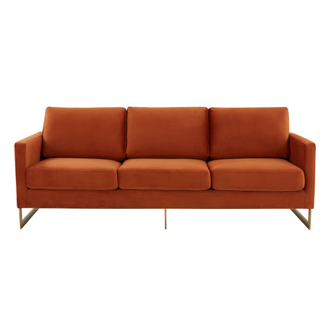 Lincoln 3-Seater Sofa Upholstered in Velvet/Leather with Black/Silver/Gold Steel Base