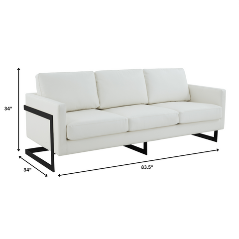 Lincoln 3-Seater Sofa Upholstered in Velvet/Leather with Black/Silver/Gold Steel Base