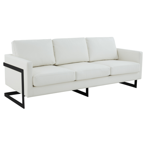 Lincoln 3-Seater Sofa Upholstered in Velvet/Leather with Black/Silver/Gold Steel Base