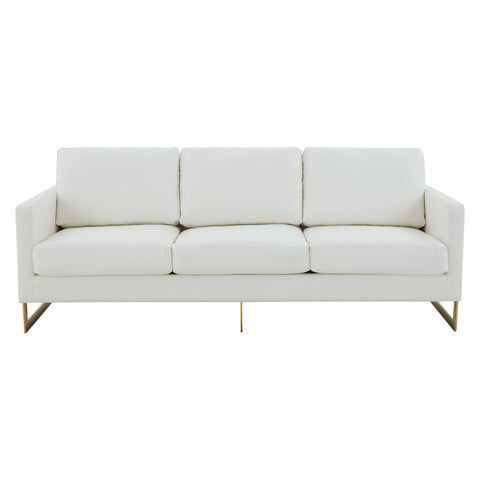 Lincoln 3-Seater Sofa Upholstered in Velvet/Leather with Black/Silver/Gold Steel Base