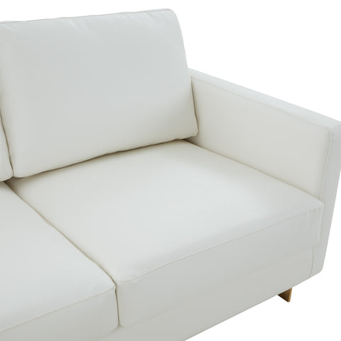 Lincoln 3-Seater Sofa Upholstered in Velvet/Leather with Black/Silver/Gold Steel Base
