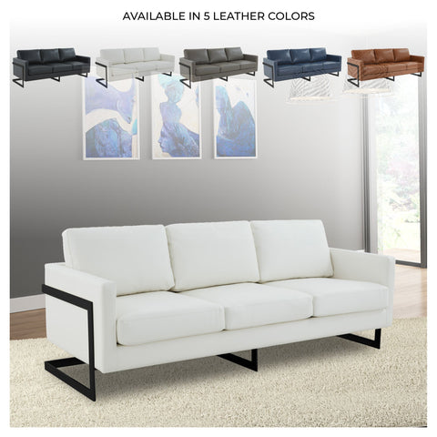 Lincoln 3-Seater Sofa Upholstered in Velvet/Leather with Black/Silver/Gold Steel Base