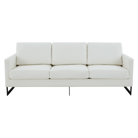 Lincoln 3-Seater Sofa Upholstered in Velvet/Leather with Black/Silver/Gold Steel Base