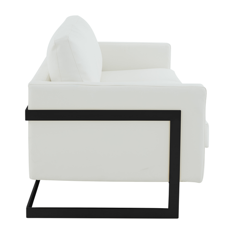 Lincoln 3-Seater Sofa Upholstered in Velvet/Leather with Black/Silver/Gold Steel Base