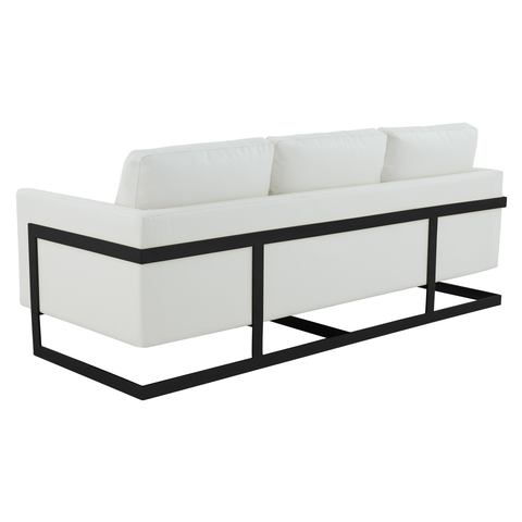 Lincoln 3-Seater Sofa Upholstered in Velvet/Leather with Black/Silver/Gold Steel Base