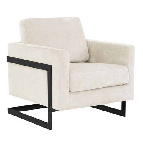 Lincoln Modern Upholstered in Fabric Accent Armchair With Gold/Black/White Metal Frame