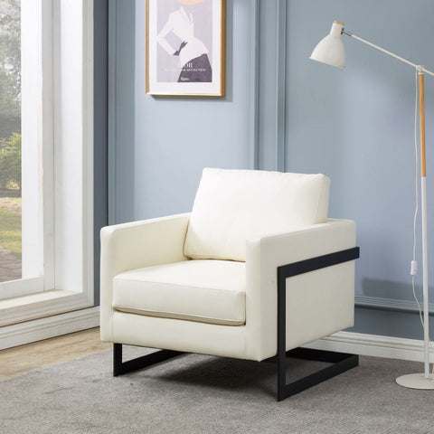 Lincoln Modern Upholstered in Fabric Accent Armchair With Gold/Black/White Metal Frame