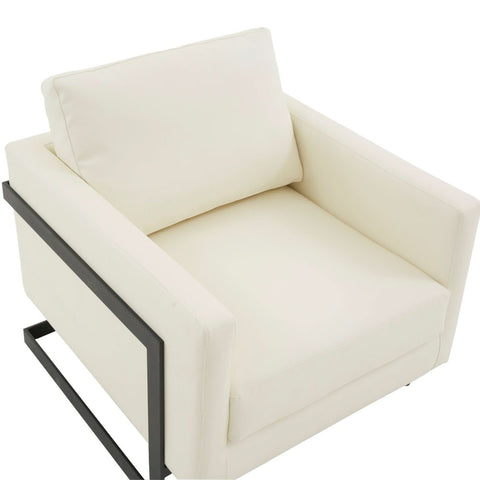 Lincoln Modern Upholstered in Fabric Accent Armchair With Gold/Black/White Metal Frame