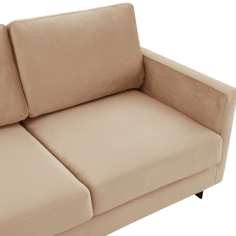 Lincoln 3-Seater Sofa Upholstered in Velvet/Leather with Black/Silver/Gold Steel Base