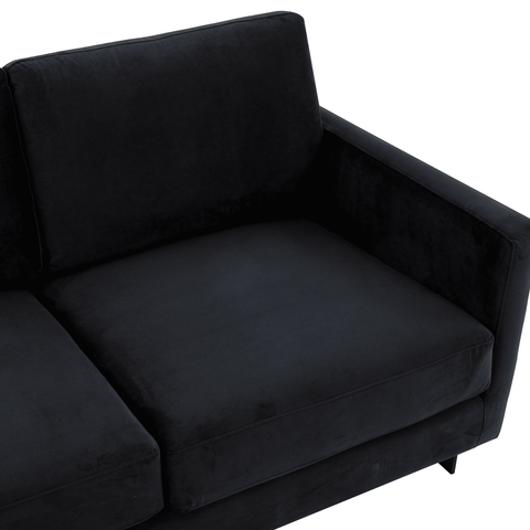 Lincoln 3-Seater Sofa Upholstered in Velvet/Leather with Black/Silver/Gold Steel Base