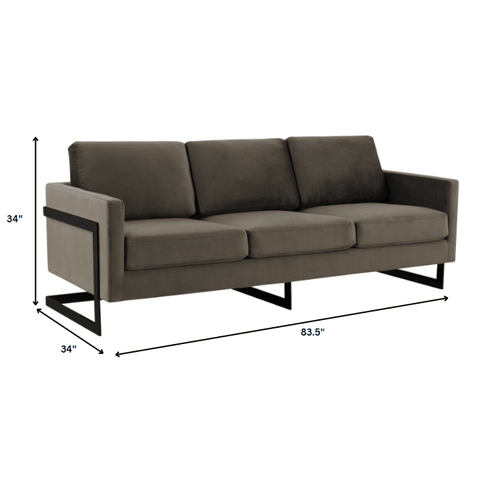 Lincoln 3-Seater Sofa Upholstered in Velvet/Leather with Black/Silver/Gold Steel Base