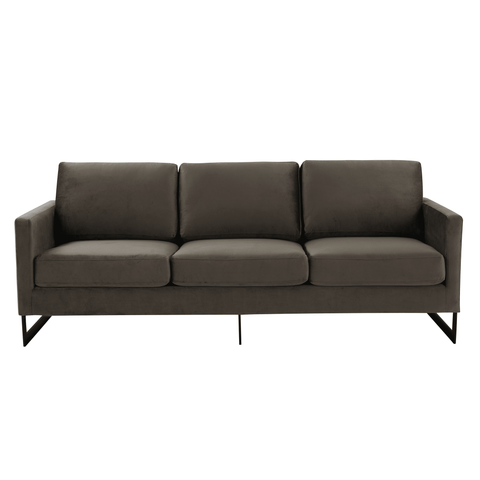 Lincoln 3-Seater Sofa Upholstered in Velvet/Leather with Black/Silver/Gold Steel Base