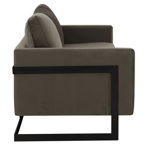 Lincoln 3-Seater Sofa Upholstered in Velvet/Leather with Black/Silver/Gold Steel Base