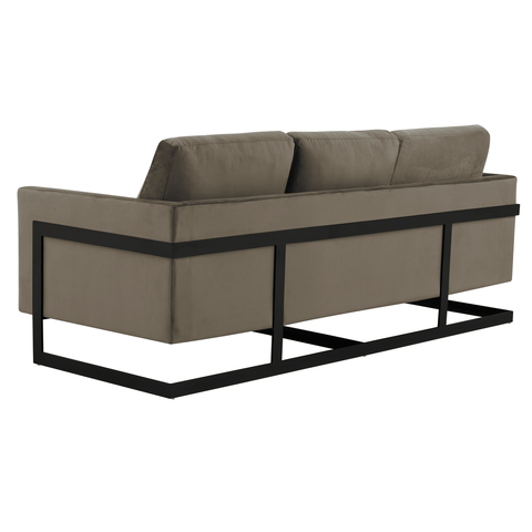 Lincoln 3-Seater Sofa Upholstered in Velvet/Leather with Black/Silver/Gold Steel Base