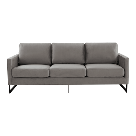 Lincoln 3-Seater Sofa Upholstered in Velvet/Leather with Black/Silver/Gold Steel Base