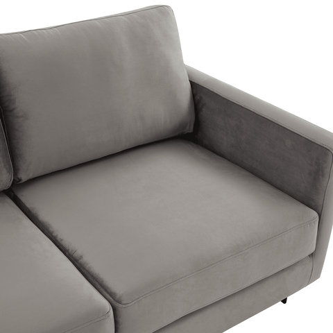 Lincoln 3-Seater Sofa Upholstered in Velvet/Leather with Black/Silver/Gold Steel Base