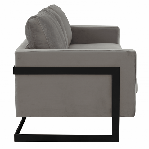 Lincoln 3-Seater Sofa Upholstered in Velvet/Leather with Black/Silver/Gold Steel Base