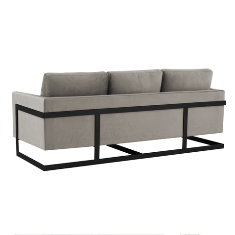 Lincoln 3-Seater Sofa Upholstered in Velvet/Leather with Black/Silver/Gold Steel Base